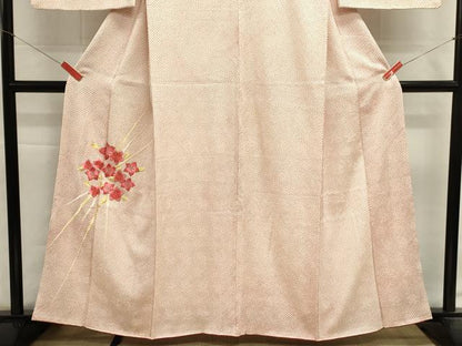 平和屋着物■色留訪問着　総絞り　刺繍　草花文　金糸　正絹　逸品　DABI0653cd