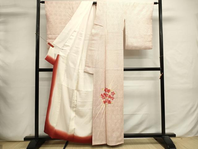 平和屋着物■色留訪問着　総絞り　刺繍　草花文　金糸　正絹　逸品　DABI0653cd