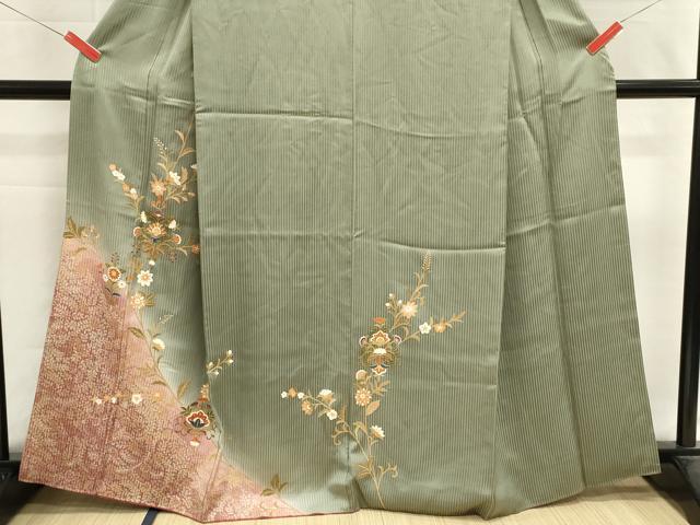 平和屋着物■訪問着　更紗花文　暈し染め　金彩　正絹　逸品　DABI0656cd