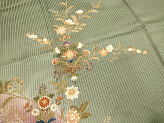 平和屋着物■訪問着　更紗花文　暈し染め　金彩　正絹　逸品　DABI0656cd