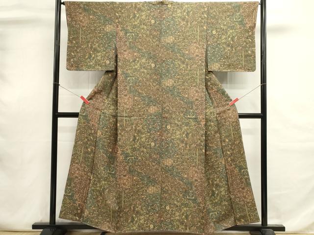 平和屋着物■上質な小紋　更紗花文　正絹　逸品　未使用　DABI0664cd