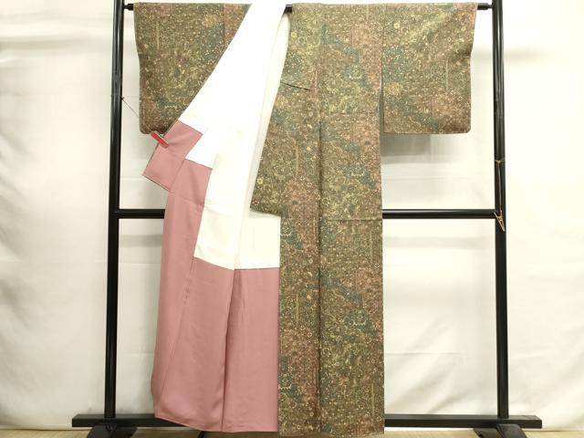 平和屋着物■上質な小紋　更紗花文　正絹　逸品　未使用　DABI0664cd