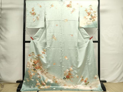 平和屋着物■訪問着　御所車花文　暈し染め　金彩　ロング丈　正絹　逸品　DABI0669cd