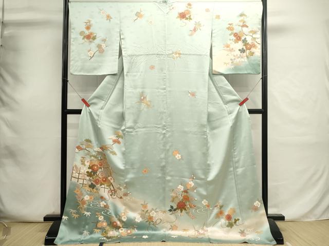 平和屋着物■訪問着　御所車花文　暈し染め　金彩　ロング丈　正絹　逸品　DABI0669cd
