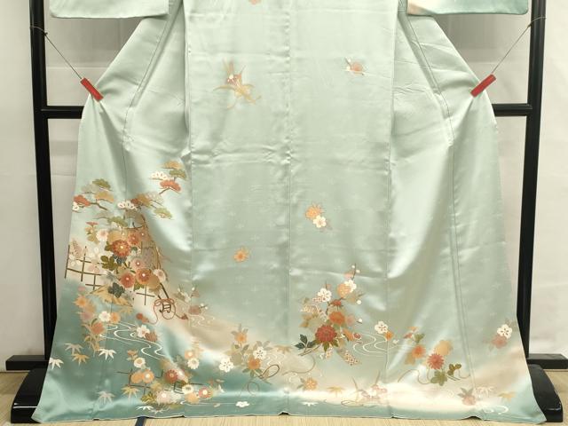 平和屋着物■訪問着　御所車花文　暈し染め　金彩　ロング丈　正絹　逸品　DABI0669cd