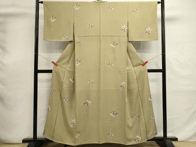 平和屋着物■上質な小紋　舞花文　金彩　胴抜き仕立て　正絹　逸品　未使用　DABI0671cd