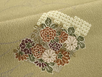 平和屋着物■上質な小紋　舞花文　金彩　胴抜き仕立て　正絹　逸品　未使用　DABI0671cd