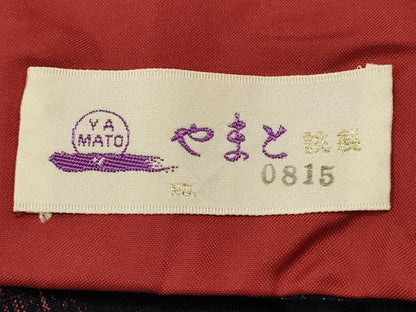 平和屋着物■上質な紬　真綿紬織　藍華織　作家物　草花文　やまと誂製　証紙付き　正絹　逸品　DABI0673cd