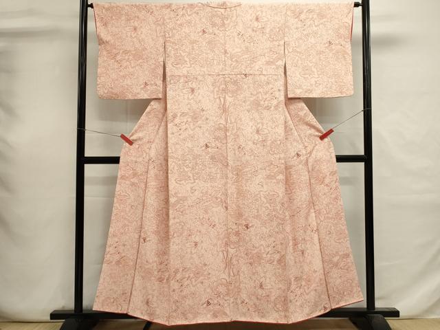 平和屋着物■上質な小紋　更紗花文　正絹　逸品　DABI0685cd
