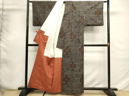 平和屋着物■本場大島紬　色紙花文　正絹　逸品　DABI0691cd