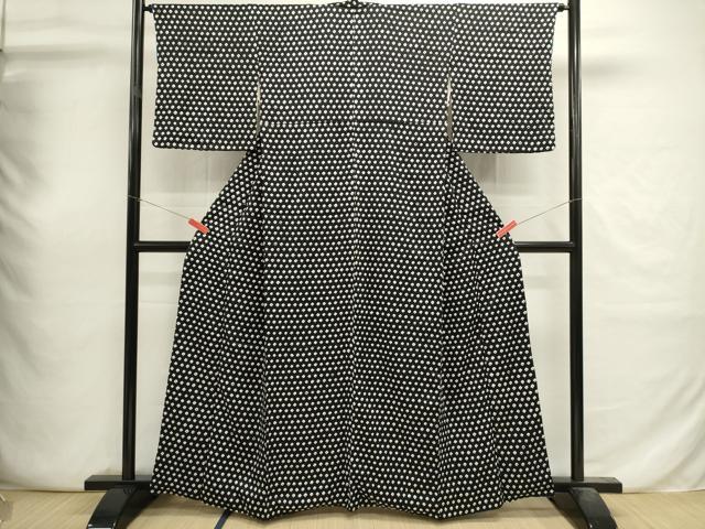 平和屋着物■上質な小紋　総絞り　鹿の子文　黒地　正絹　逸品　DABI0693cd
