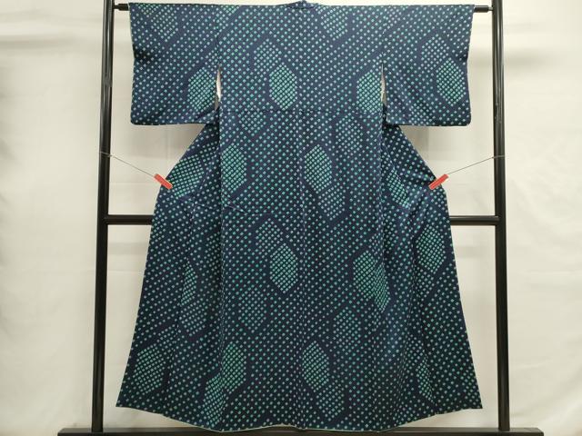 平和屋着物■上質な小紋　総絞り　亀甲文　正絹　逸品　DABI0694cd