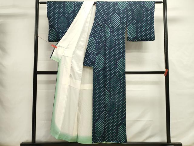 平和屋着物■上質な小紋　総絞り　亀甲文　正絹　逸品　DABI0694cd