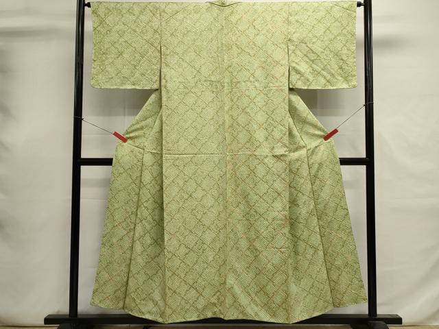 平和屋着物■上質な小紋　総絞り　菱繋ぎ　正絹　逸品　DABI0695cd