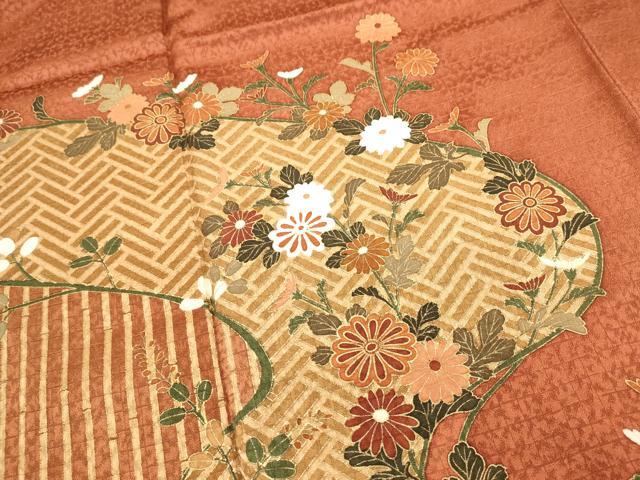 平和屋着物■訪問着　道長花文　枝梅　金彩　正絹　逸品　DABI0713cd