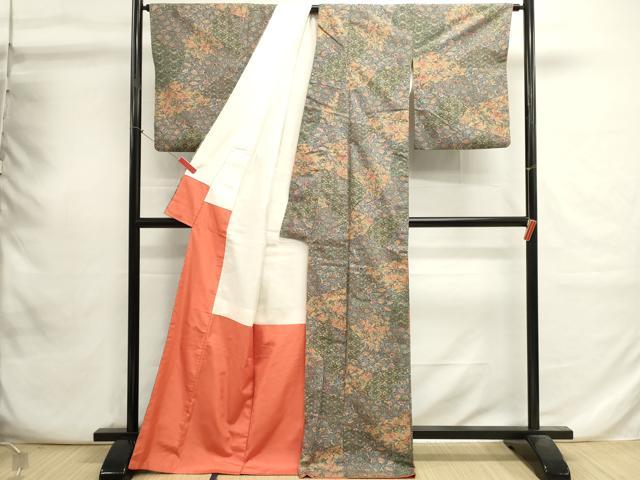 平和屋着物■上質な小紋　紬地　吉祥花文　正絹　逸品　DABI0715cd