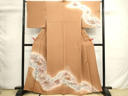 平和屋着物■訪問着　色紙重ね花文　暈し染め　金彩　鬼しぼ縮緬　正絹　逸品　DABI0723cd