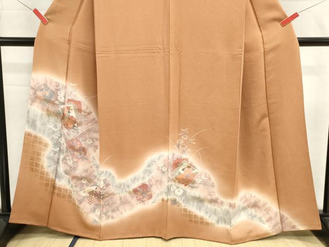 平和屋着物■訪問着　色紙重ね花文　暈し染め　金彩　鬼しぼ縮緬　正絹　逸品　DABI0723cd