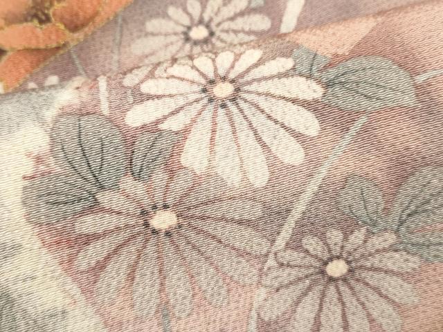 平和屋着物■訪問着　色紙重ね花文　暈し染め　金彩　鬼しぼ縮緬　正絹　逸品　DABI0723cd