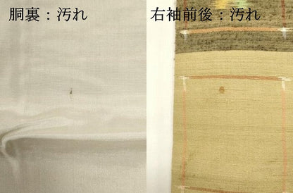 平和屋着物■上質な紬　横段舞蝶文　正絹　逸品　DABI072cd