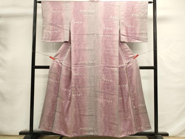 平和屋着物■上質な小紋　横段花文　暈し染め　金彩　正絹　逸品　DABI0727cd