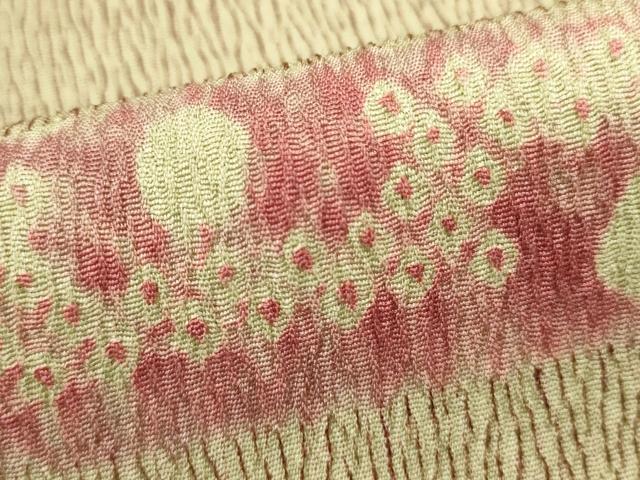 平和屋着物■上質な小紋　横段花丸文　杢目絞り　正絹　逸品　DABI0730cd