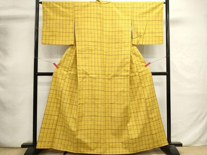 平和屋着物■上質な紬　格子　正絹　逸品　DABI0732cd