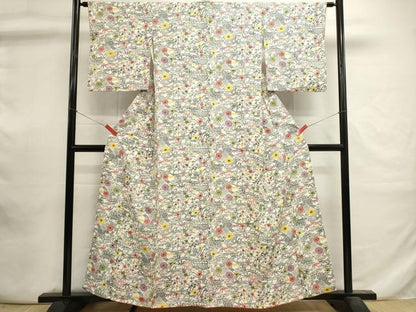 平和屋着物■上質な小紋　型染め　籬花文　正絹　逸品　DABI0735cd
