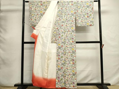 平和屋着物■上質な小紋　型染め　籬花文　正絹　逸品　DABI0735cd