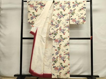 平和屋着物■上質な小紋　型染め　風景花鳥文　正絹　逸品　DABI0736cd