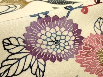 平和屋着物■上質な小紋　型染め　風景花鳥文　正絹　逸品　DABI0736cd