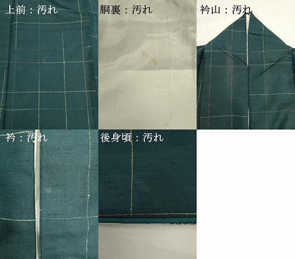 平和屋着物■上質な紬　格子　正絹　逸品　DABI0739cd