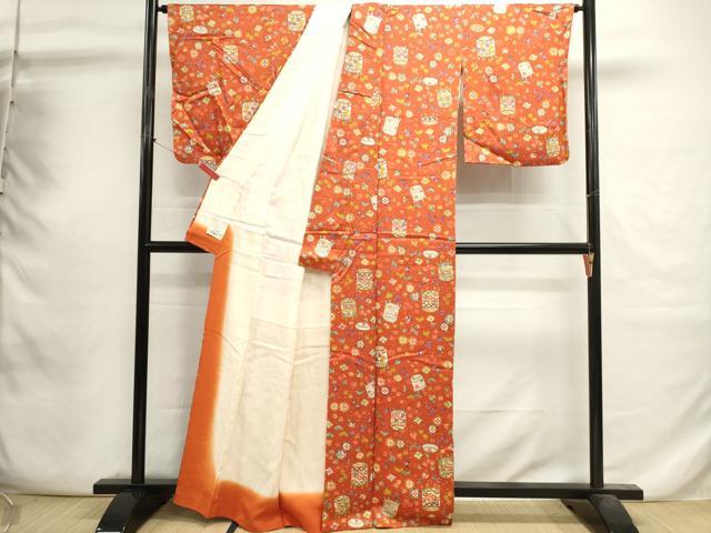 平和屋着物■上質な小紋貝桶花文　宝尽くし　金彩　やまと誂製　正絹　逸品　DABI0742cd