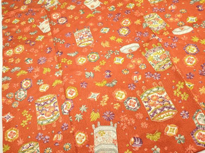 平和屋着物■上質な小紋貝桶花文　宝尽くし　金彩　やまと誂製　正絹　逸品　DABI0742cd