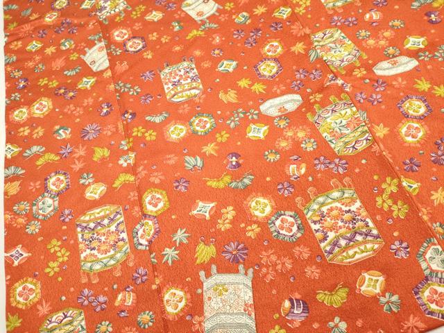 平和屋着物■上質な小紋貝桶花文　宝尽くし　金彩　やまと誂製　正絹　逸品　DABI0742cd