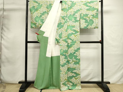 平和屋着物■上質な小紋　草花文　暈し染め　正絹　逸品　DABI0755cd