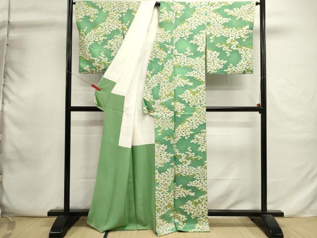平和屋着物■上質な小紋　草花文　暈し染め　正絹　逸品　DABI0755cd