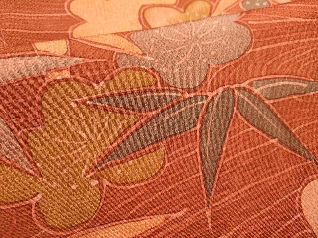 平和屋着物■上質な小紋　流水花文　鬼しぼ縮緬　正絹　逸品　DABI0764cd