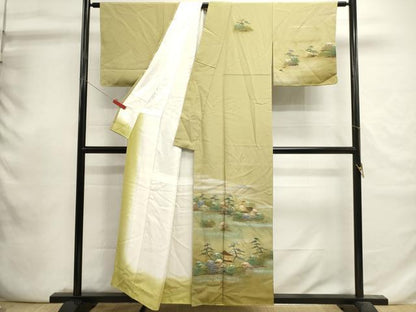 平和屋着物■訪問着　遠山風景文　暈し染め　金銀彩　正絹　逸品　DABI0768cd