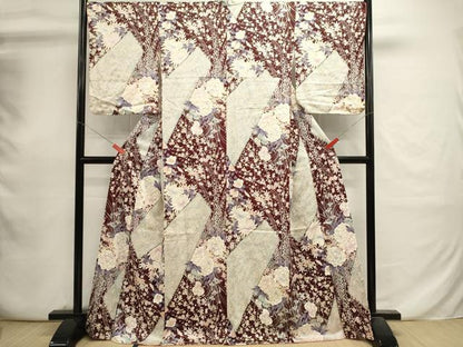 平和屋着物■上質な小紋　草花文　牡丹　金彩　正絹　逸品　DABI0770cd