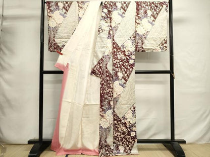 平和屋着物■上質な小紋　草花文　牡丹　金彩　正絹　逸品　DABI0770cd