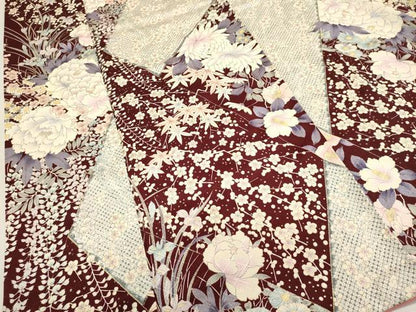 平和屋着物■上質な小紋　草花文　牡丹　金彩　正絹　逸品　DABI0770cd