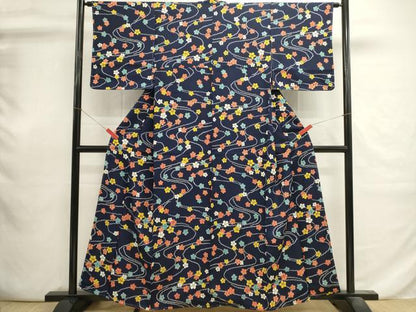 平和屋着物■上質な小紋　流水花文　正絹　逸品　未使用　DABI0777cd