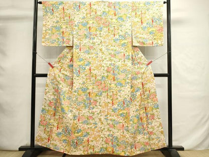 平和屋着物■上質な小紋　草花文　正絹　逸品　DABI0778cd