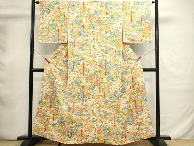 平和屋着物■上質な小紋　草花文　正絹　逸品　DABI0778cd