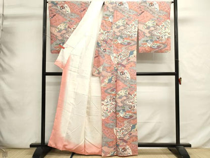 平和屋着物■上質な小紋　地紙花蝶文　宝尽くし　金彩　正絹　逸品　DABI0780cd