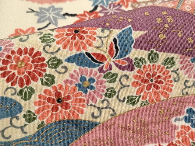 平和屋着物■上質な小紋　地紙花蝶文　宝尽くし　金彩　正絹　逸品　DABI0780cd