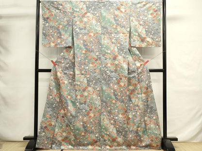 平和屋着物■上質な小紋　花蝶文　暈し染め　金銀彩　正絹　逸品　DABI0787cd