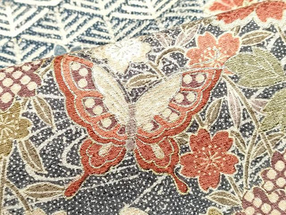 平和屋着物■上質な小紋　花蝶文　暈し染め　金銀彩　正絹　逸品　DABI0787cd