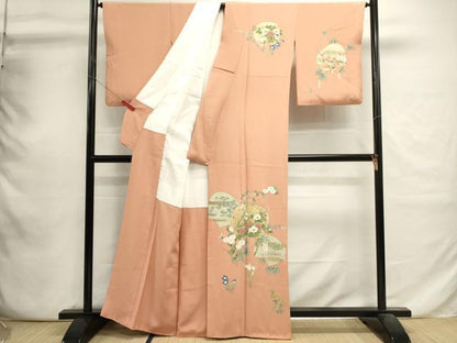 平和屋着物■訪問着　枝花文　金銀彩　正絹　逸品　DABI0789cd